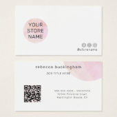 Eenvoudige roze Waterverf QR Code Visitekaartje (Voorkant /achterkant)