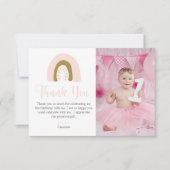 Eenvoudige Roze Waterverf Regenboog Verjaardag Bedankkaart (Voorkant)