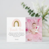 Eenvoudige Roze Waterverf Regenboog Verjaardag Bedankkaart (Staand voorkant)