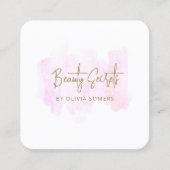 Eenvoudige roze Waterverf schoonheid Vierkante Visitekaartje (Voorkant)