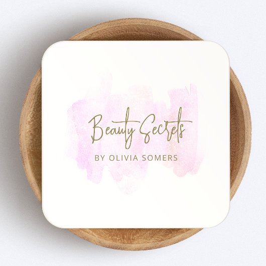 Eenvoudige roze Waterverf schoonheid Vierkante Visitekaartje