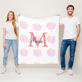 eenvoudige roze waterverf textuur voeg uw naam tek fleece deken