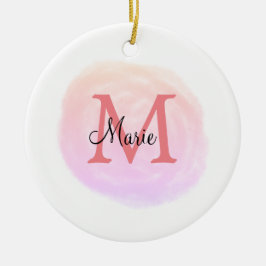 eenvoudige roze waterverf textuur voeg uw naam tek keramisch ornament