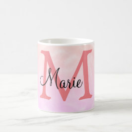 eenvoudige roze waterverf textuur voeg uw naam tek koffiemok
