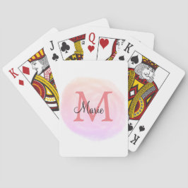 eenvoudige roze waterverf textuur voeg uw naam tek pokerkaarten