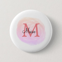 eenvoudige roze waterverf textuur voeg uw naam tek ronde button 5,7 cm