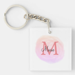 eenvoudige roze waterverf textuur voeg uw naam tek sleutelhanger
