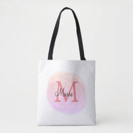 eenvoudige roze waterverf textuur voeg uw naam tek tote bag