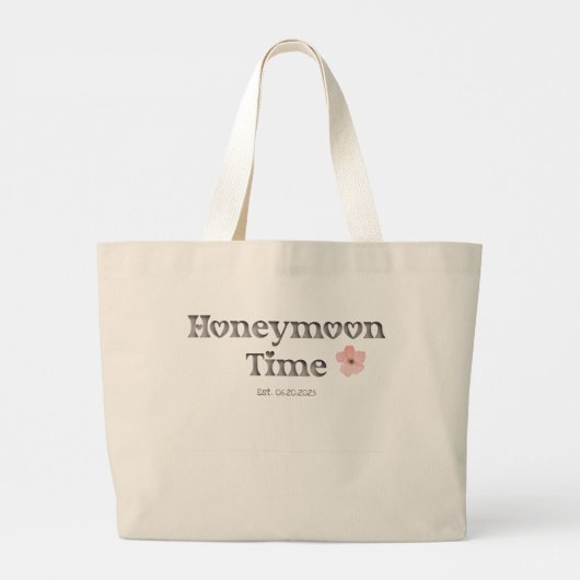 Eenvoudige Roze Waterverf Wildflower "Honeymoon Ti Grote Tote Bag (Achterkant)