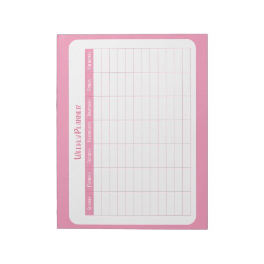 Eenvoudige roze weekplanner notitieblok (Linkerzijde)