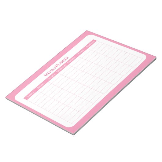 Eenvoudige roze weekplanner notitieblok (Schuin)
