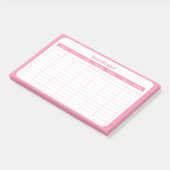 Eenvoudige roze weekplanner post-it® notes (Schuin)