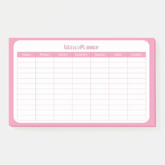 Eenvoudige roze weekplanner post-it® notes (Voorkant)