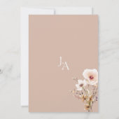 Eenvoudige Roze Wildbloemen Beige Bloemen Bruiloft Kaart (Achterkant)