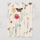 Eenvoudige roze Wildflower grillige bruiloft recep Informatiekaartje (Achterkant)