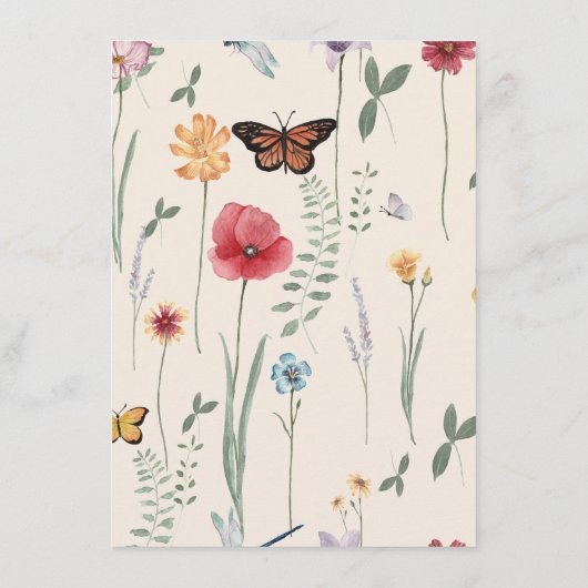 Eenvoudige roze Wildflower grillige bruiloft recep Informatiekaartje (Achterkant)