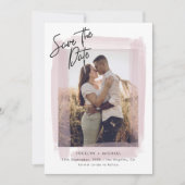 Eenvoudige Roze & Witte Bewaar de Datum Foto Save The Date (Voorkant)
