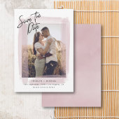 Eenvoudige Roze & Witte Bewaar de Datum Foto Save The Date