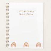 Eenvoudige roze witte boho regenboog, speciaal gep planner (Voorkant)