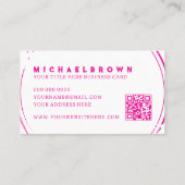 Eenvoudige roze witte kip QR-code Visitekaartje (Achterkant)