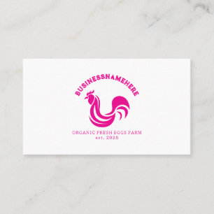 Eenvoudige Roze Witte Kip QR Code Visitekaartje