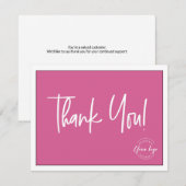 Eenvoudige roze witte Logo Sociale Dank u Bedankkaart (Voorkant / Achterkant)