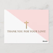 Eenvoudige roze witte, moderne baptisme uitnodigin briefkaart (Achterkant)