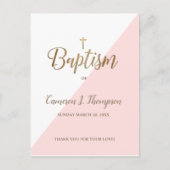 Eenvoudige roze witte, moderne baptisme uitnodigin briefkaart (Voorkant)