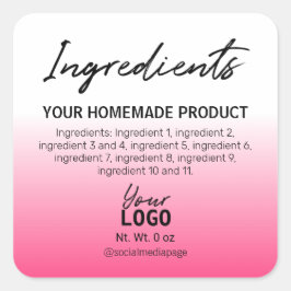 Eenvoudige Roze Witte Ombre Ingrediënt Etiketten