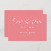Eenvoudige Roze & Witte Script Huwelijk Opslag van Save The Date (Voorkant / Achterkant)