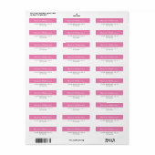Eenvoudige roze witte streep aangepaste naam of be etiket (Full Sheet)