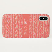 Eenvoudige Roze Witte Strepen Boho Voeg Naam Toe Case-Mate iPhone Case (Achterkant (horizontaal))