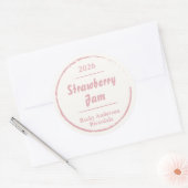 Eenvoudige Roze Witte Zelfgemaakte Jam Ronde Label (Envelop)