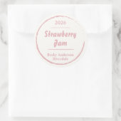 Eenvoudige Roze Witte Zelfgemaakte Jam Ronde Label (Tas)