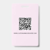 Eenvoudige Roze Zakelijk Logo QR-code Medewerker f Badge (Achterkant)