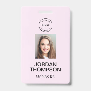Eenvoudige Roze Zakelijk Logo QR-code Medewerker f Badge
