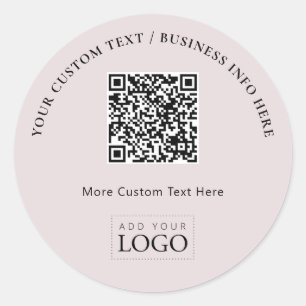 Eenvoudige Roze Zakelijk Logo QR Code Promotie Ronde Sticker