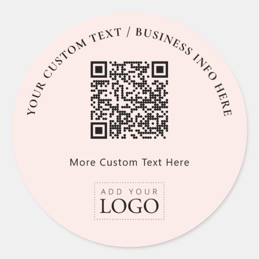 Eenvoudige Roze Zakelijke Logo QR Code Promotie Ronde Sticker (Voorkant)