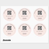 Eenvoudige Roze Zakelijke Logo QR Code Promotie Ronde Sticker (Vel)