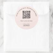 Eenvoudige Roze Zakelijke Logo QR Code Promotie Ronde Sticker (Tas)