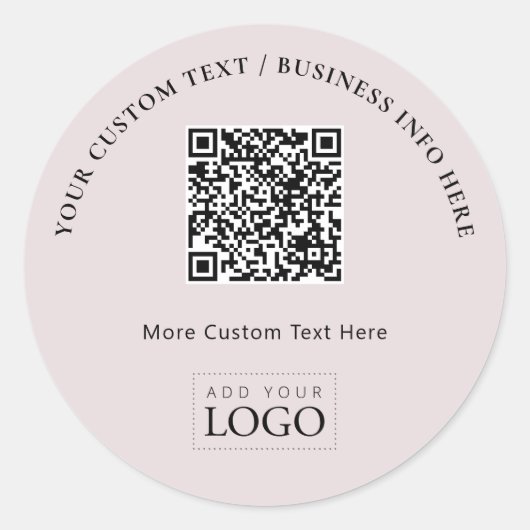 Eenvoudige Roze Zakelijke Logo QR Code Promotie Ronde Sticker (Voorkant)