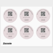 Eenvoudige Roze Zakelijke Logo QR Code Promotie Ronde Sticker (Vel)