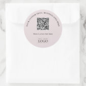 Eenvoudige Roze Zakelijke Logo QR Code Promotie Ronde Sticker (Tas)