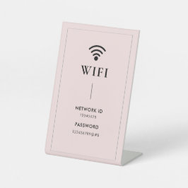 Eenvoudige Roze Zakelijke Wifi-Wachtwoord en Netwe Reclamebord Met Voetstuk