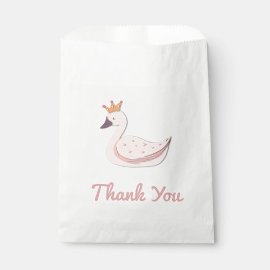 Eenvoudige roze zwaan prinses bedankt bedankzakje (Voorkant)