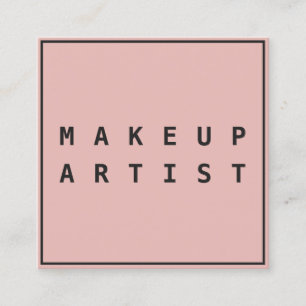 Eenvoudige roze zwart vet lettertype rand make-up  vierkante visitekaartje