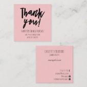 Eenvoudige Roze Zwarte Klant Korting Dank u Vierkante Visitekaartje (Voorkant / Achterkant)