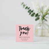 Eenvoudige Roze Zwarte Klant Korting Dank u Vierkante Visitekaartje (Staand voorkant)