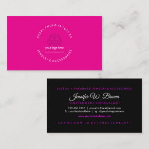 Eenvoudige Roze Zwarte Sieraden Aangepast Logo Visitekaartje