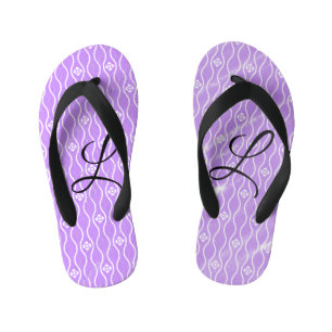 Eenvoudige roze zwarte waterverf voeg uw monogram kinder teenslippers